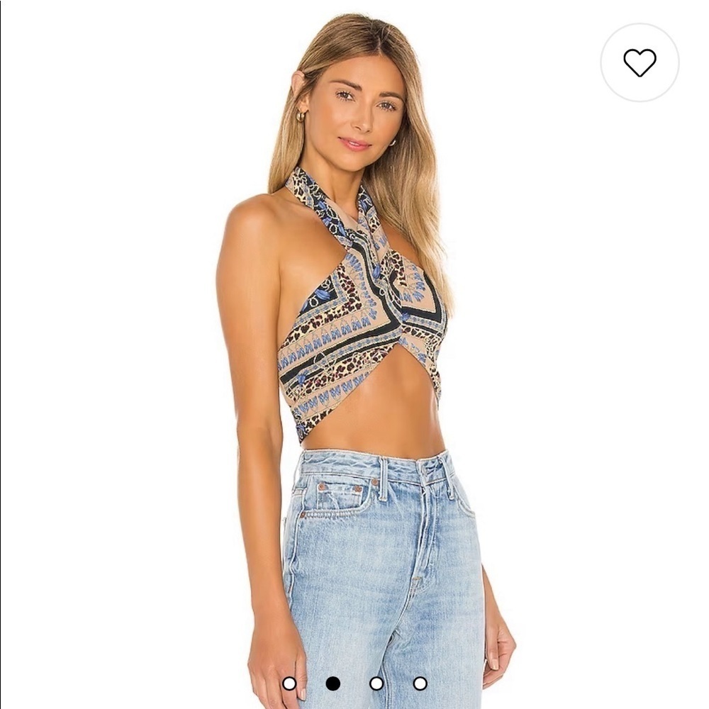NWT Revolve Alondra Halter Wrap Top in Leopard Multi - S - Picture 2 of 5